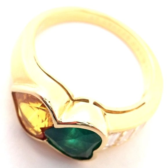 Authentic Van Cleef & Arpels 18k Gold Diamond Emerald Yellow Sapphire Ring Paper - Picture 9 of 11